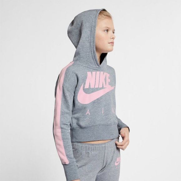 Nike Other - 🏆Nike Air Kids Pink Grey Crop Hoodie L